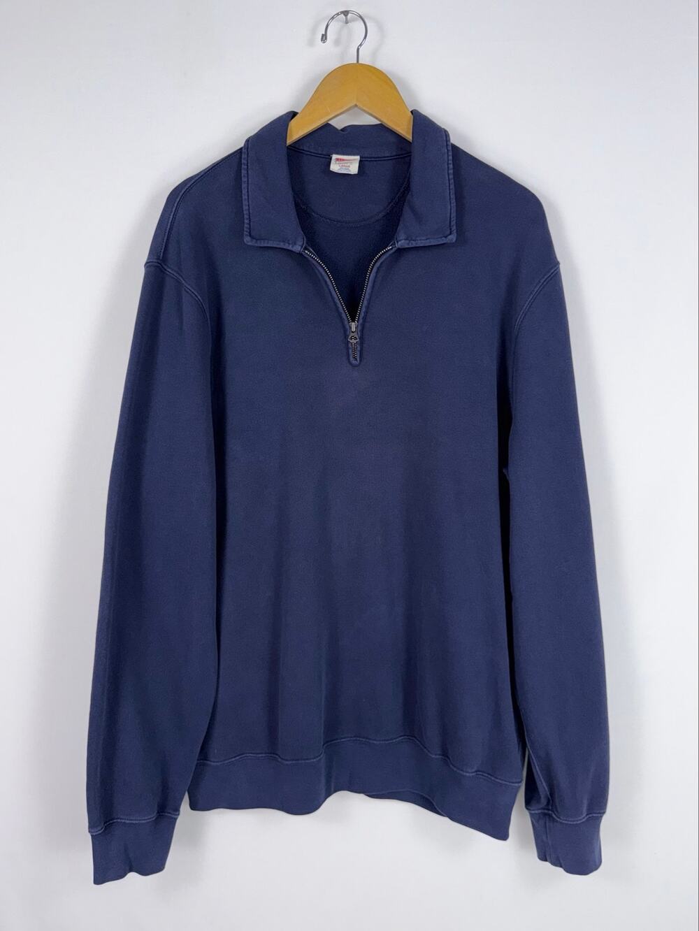 J Crew 100% Cotton Quarter Zip Sweatshirt Men's Large Navy Blue